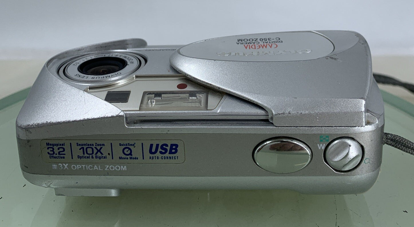Olympus Camedia C-350 Zoom 3.2MP Compact Digital Camera SILVER TESTED - 6787