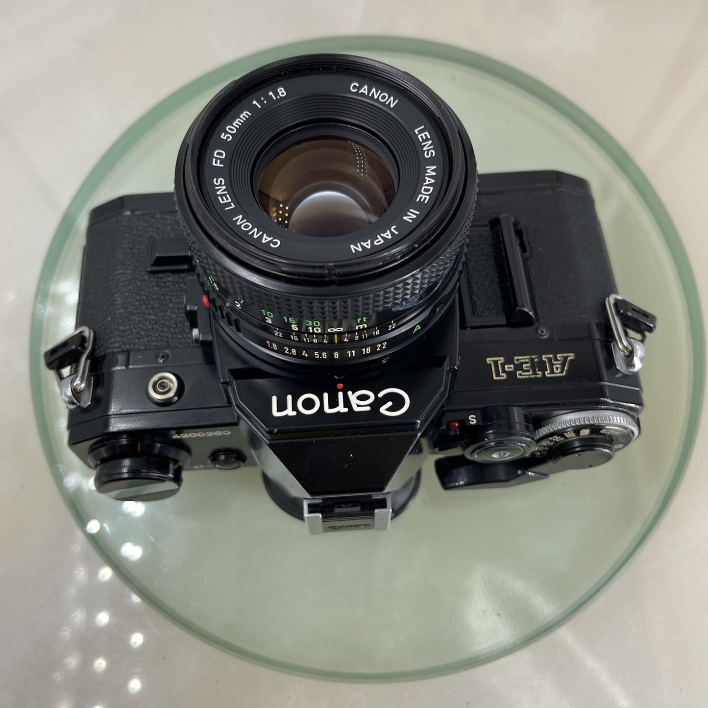 Canon AE-1 Black 35mm SLR Film Manual Camera + Canon 50mm Lens 1.8 TESTED #6127