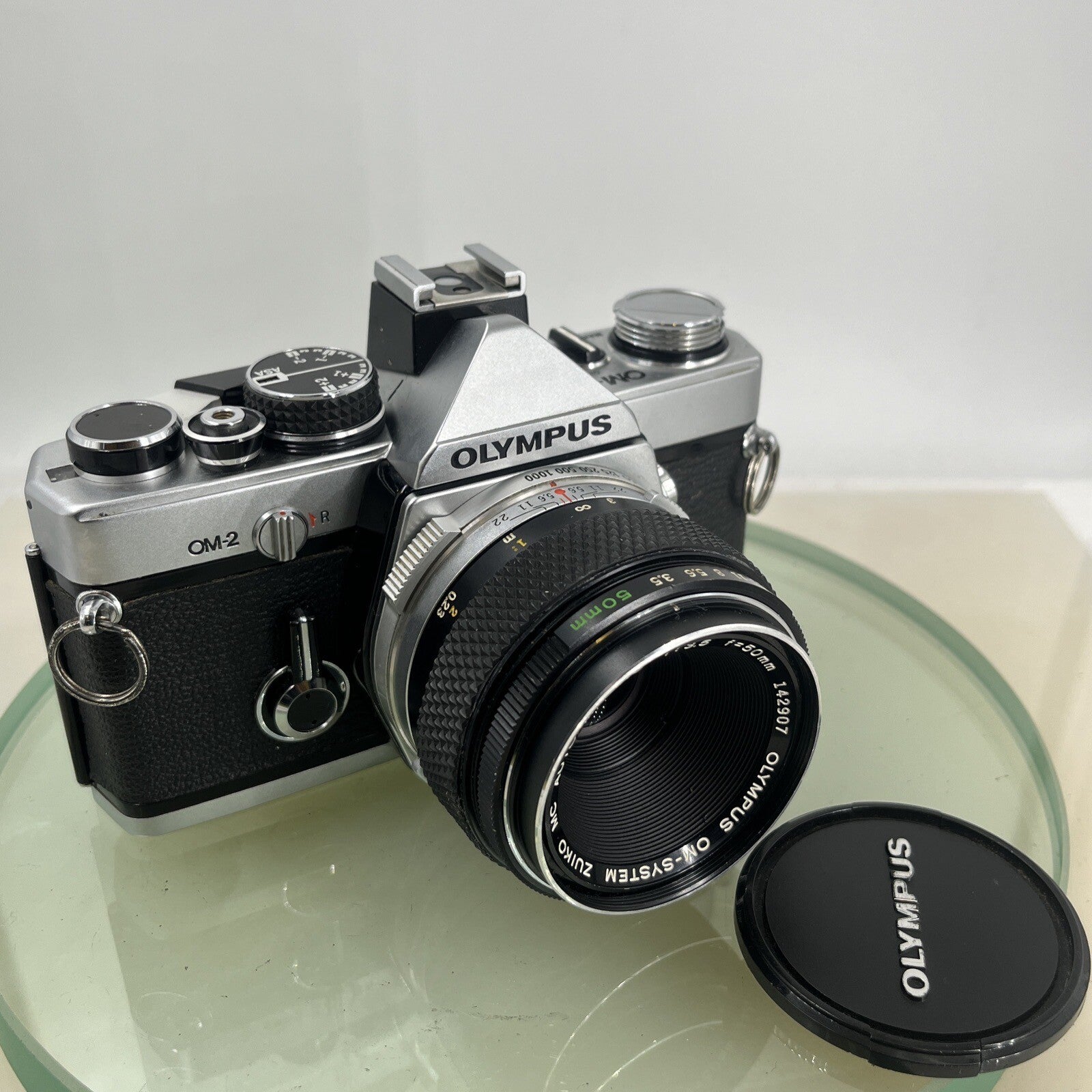 Olympus OM-2 35mm SLR camera body & Hotshoe 2 50mm 1:3.5 Silver Nose TESTED #8850