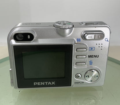 Pentax Optio 50L 5.0MP Digital Camera - Silver NO CHARGER NO CARD TESTED - 315