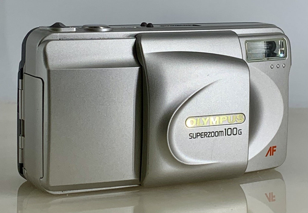 Olympus Superzoom 100G 35mm Film Point & Shoot Camera + SILVER + TESTED - 2940