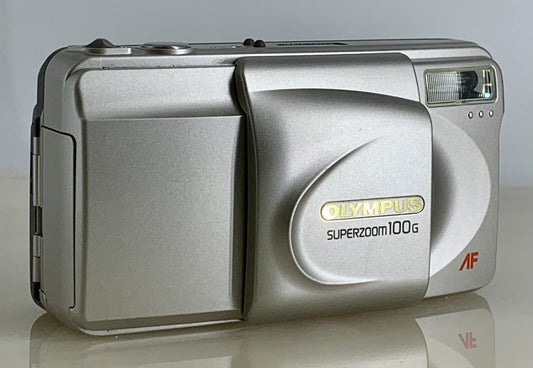 Olympus Superzoom 100G 35mm Film Point & Shoot Camera + SILVER + TESTED - 2940