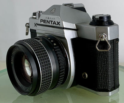 Pentax K1000 35mm SLR Film Camera+42 SCREW MOUNT 55mm 1.8, TESTED METER WORK#2066