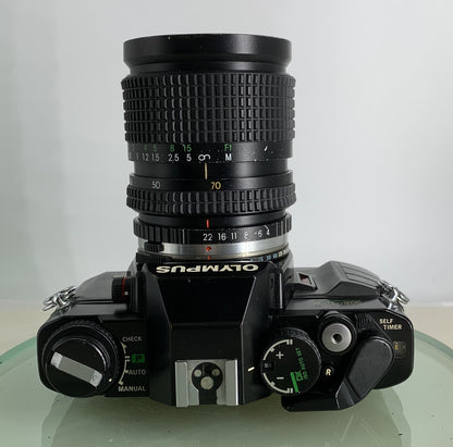 Vintage Olympus OM40 DX Program 35mm Film SLR Camera w/26 - 70mm Cosina Lens#4967