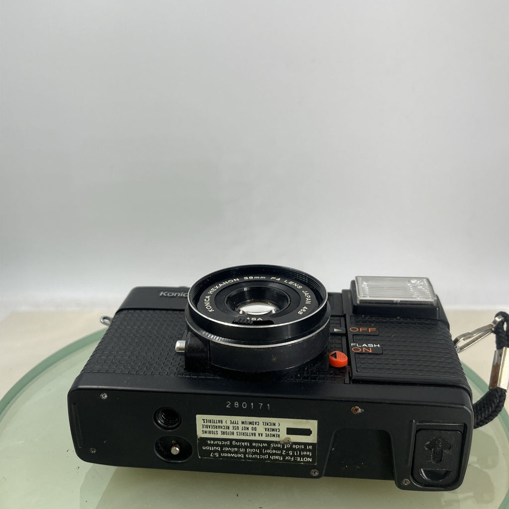 KONICA C35 EF-P VINTAGE 35mm FILM CAMERA MANUAL WIND HEXANON 38mm F4 LENS 4514