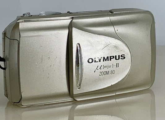 Olympus mju ii Zoom 80 35mm Ultra Compact Camera Beige All Weather  Working #850