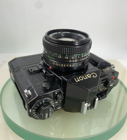 BEAUTIFUL Canon A-1 35mm SLR Camera Body+ FD 50mm f/1.8 FULLY WORKING #8124