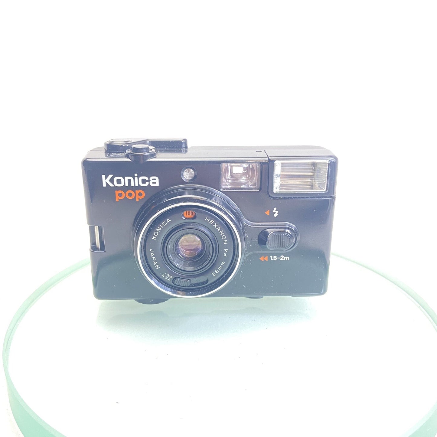 Konica Pop Compact 35mm film Camera with Case Vintage Rare Tested Working #9621
