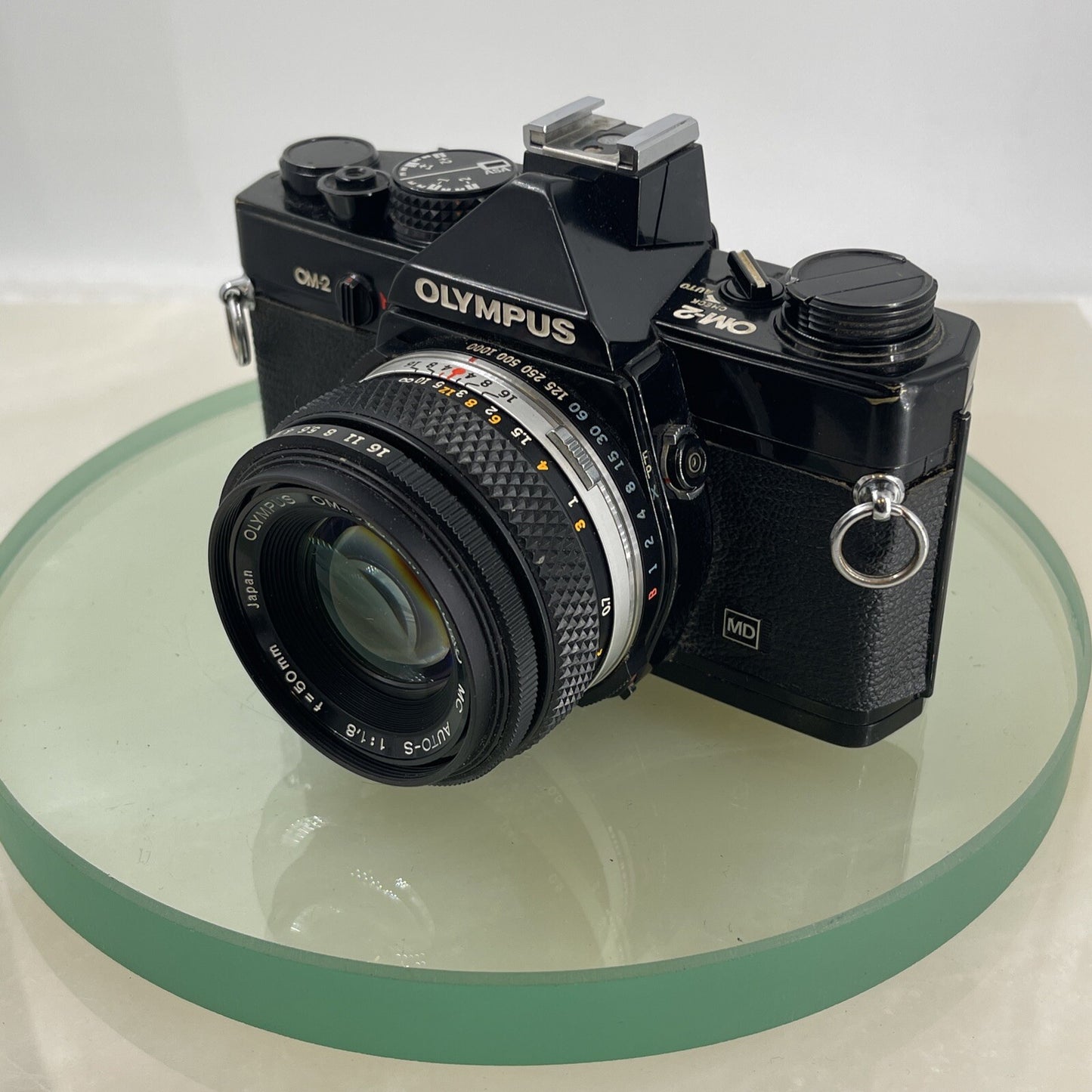 Olympus OM-2 MD BLACK  35mm SLR camera body & Hotshoe 2 50mm 1:1.8 TESTED #7642