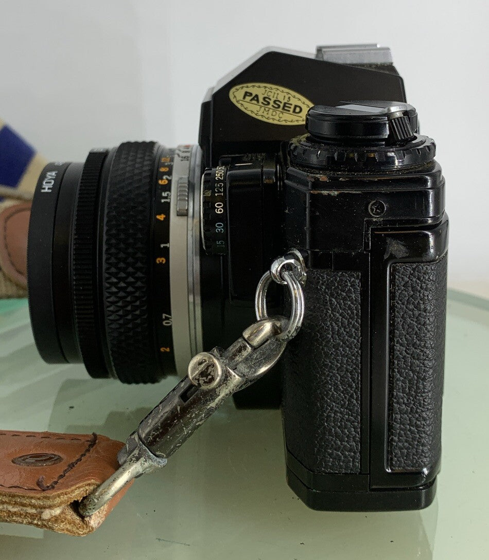 Black Quartz Olympus OM10 35mm SLR Camera Olympus 50mm 1.8 Manual Adapter TESTED3