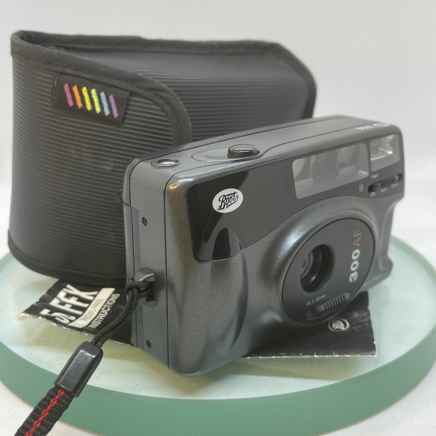 Boots 300 AF 35mm Film Camera Point & Shoot Collectable, Instructions, case #4910