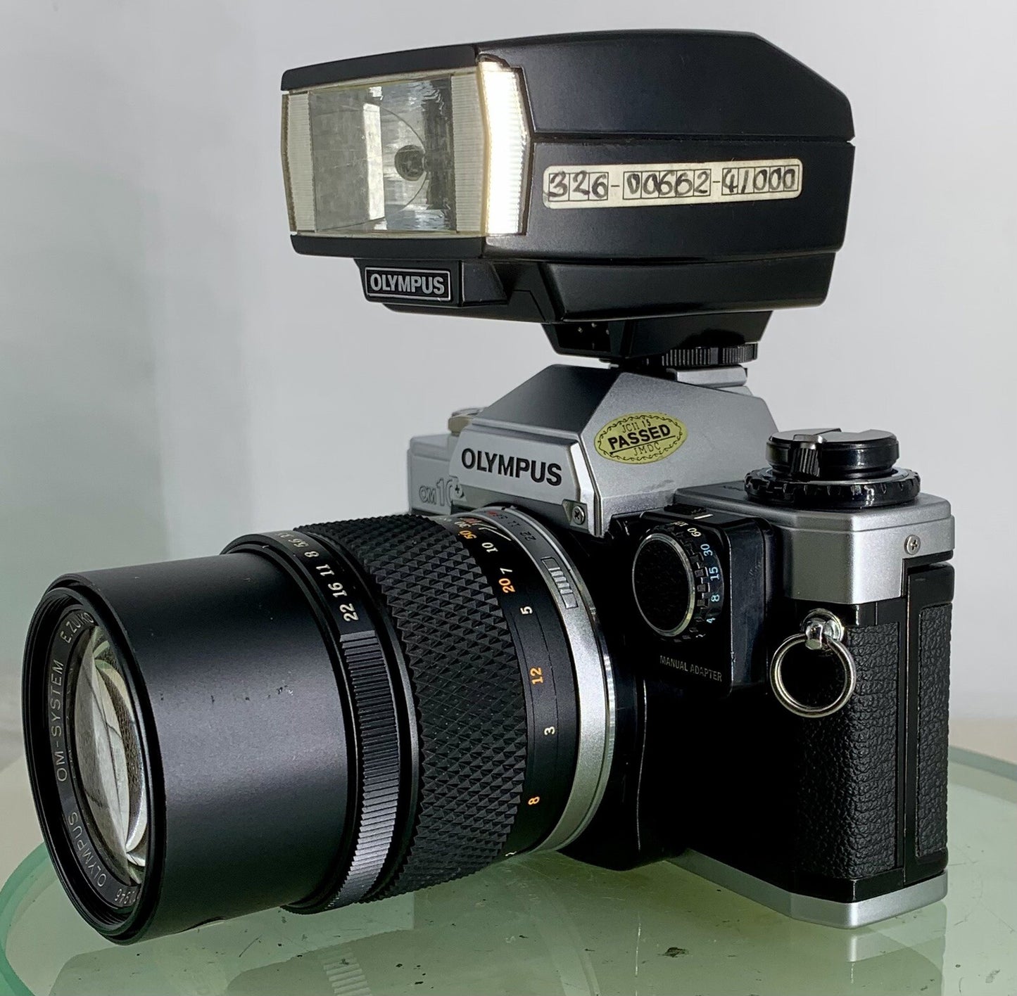 *SERVICED*Olympus OM10 35mm Film SLR Manual Camera+ OM 135 F3.5 Zuiko Lens+FLASH6