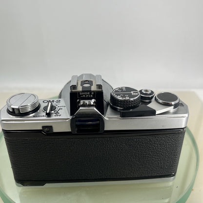 Olympus OM-2 35mm SLR camera body & Hotshoe 2 50mm 1:3.5 Silver Nose TESTED #88513