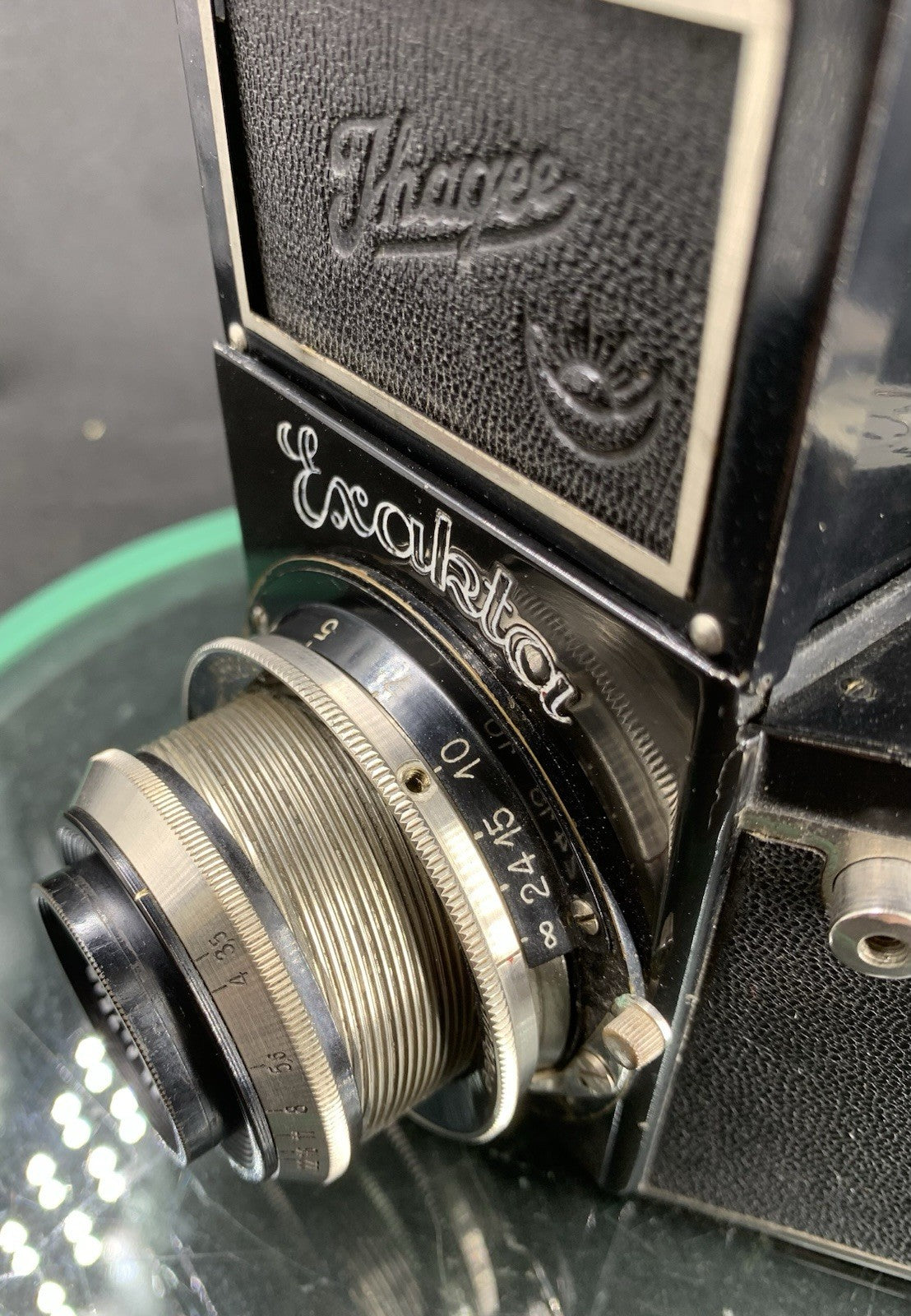 Ihagee Exakta B Type 2.2 Black Moon Sun Logo Camera Zeiss Tessar 3.5/7.5cm#1407