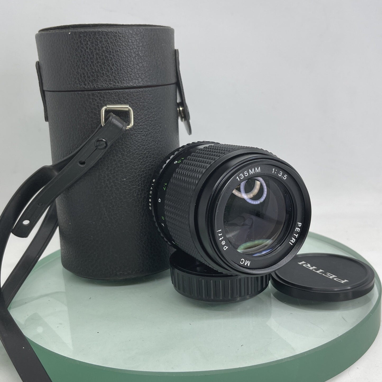 Pentax K mount fit Petri 135mm 1:3.5 prime lens, fits PK camera mount + Case 2240