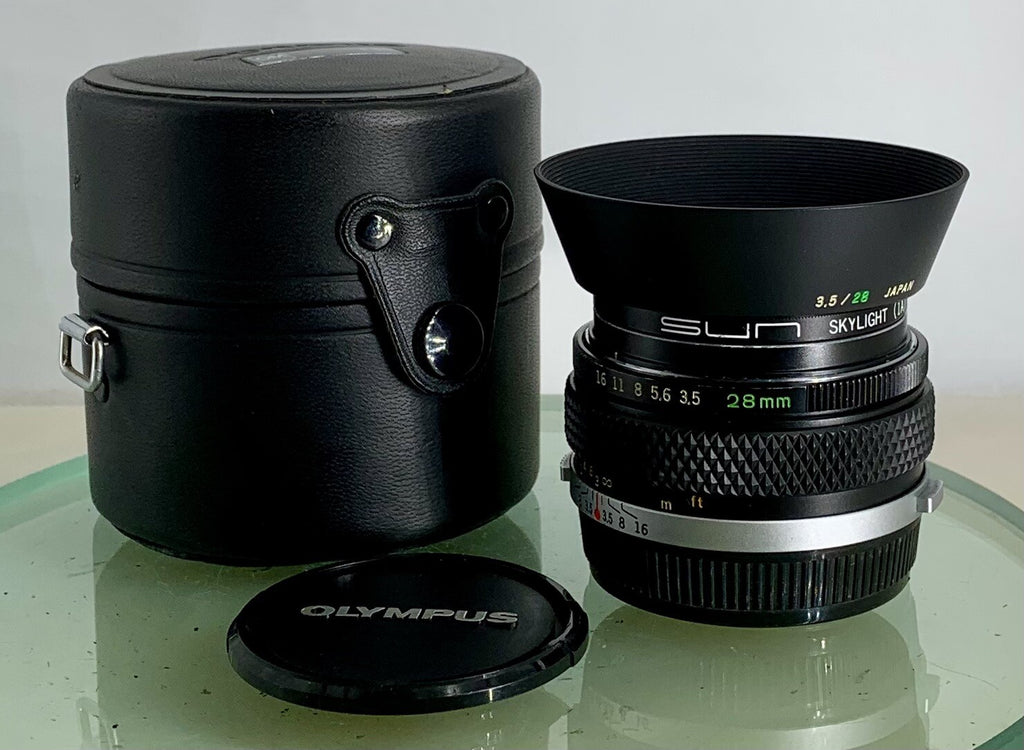 Olympus OM 28mm 1:3.5 G.Zuiko Auto W lens, fits OM Camera mount SERVICED #240
