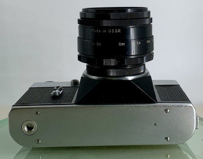 Vintage Zenit - B SLR Camera + HELIOS-44-2  2/58 Lens + SILVER + TESTED - 1738
