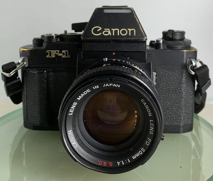 Canon New F-1 35mm SLR Film Camera+ FAST 50mm f/1.4 Prime Lens(CLEAN) TESTED#2161