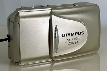 Olympus mju ii Zoom 80 35mm Ultra Compact Camera Beige All Weather  Working #820
