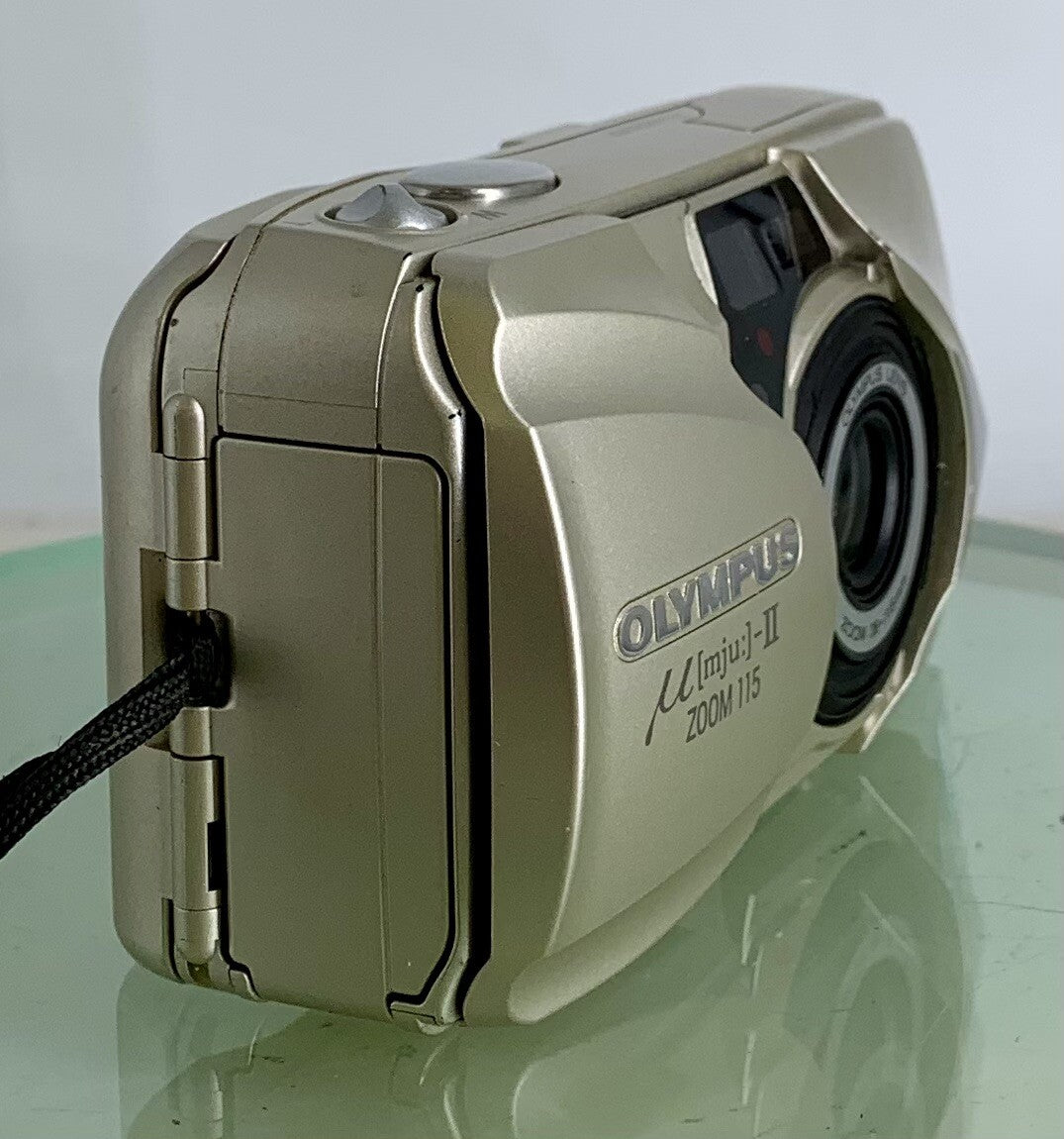 Olympus MJU II Zoom 115 Film Camera 38-115 Lens AF Point&Shot RARE GOLD Tested2