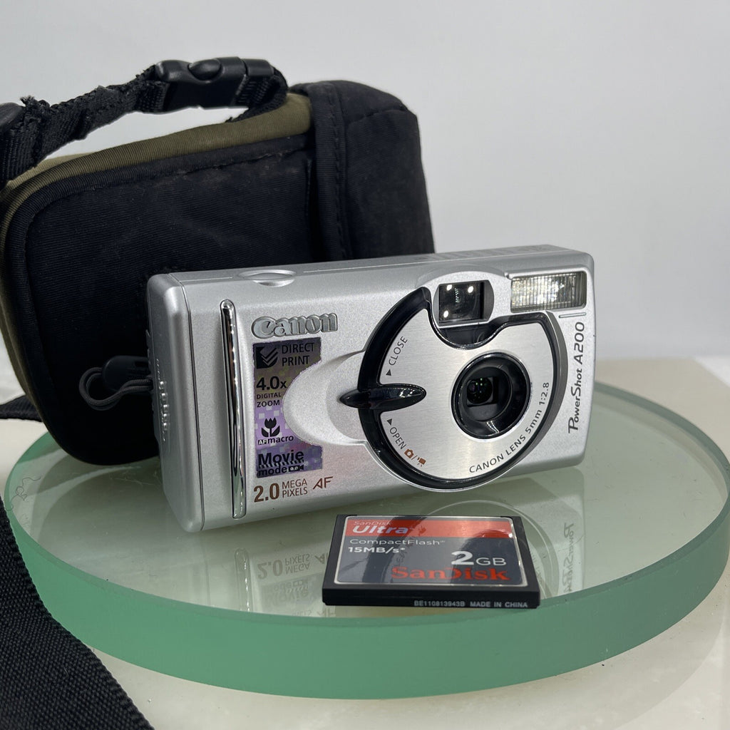 Vintage Canon PowerShot A200 2.0MP Digital Camera Tested + 2GB Memory Card #6700