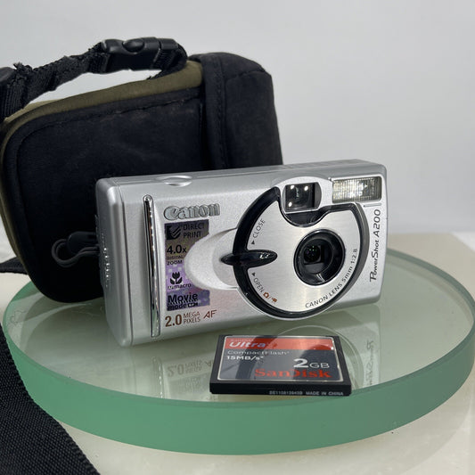 Vintage Canon PowerShot A200 2.0MP Digital Camera Tested + 2GB Memory Card #6700