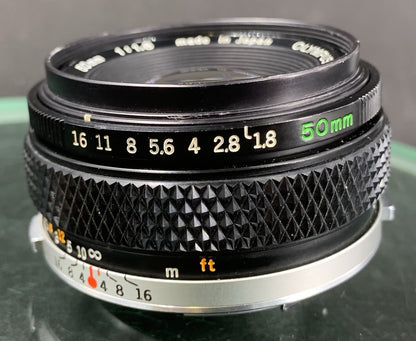 {SERVICED} Olympus OM F.Zuiko 50mm f/1.8 Auto-S Lens Mint & Working Great#00074