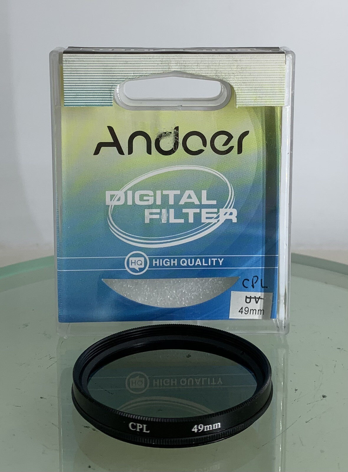 ANDOER CAMERA FILTER 49mm CPL BLACK LENS PROTECTOR+CASE+CLEAN+GOOD CONDITION-6370