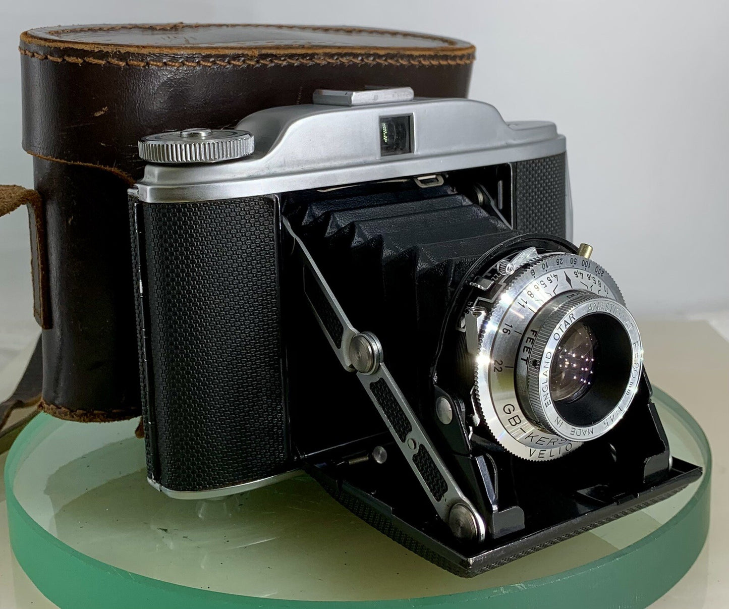 Vintage GB-Kershaw 450 6X6 Folding Camera+Otar Anastigmat f=80mm 1:4.5 Lens+Case0