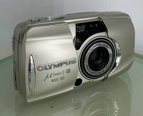 Olympus µmju:-III Zoom Wide 100 - 35mm Compact Film Camera Silver Point & Shoot