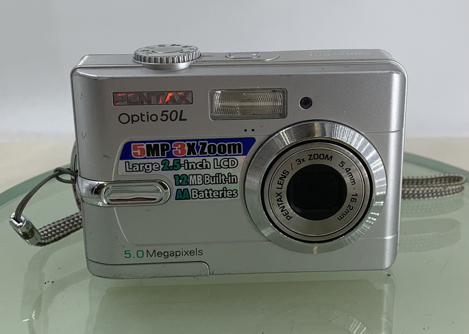 Pentax Optio 50L 5.0MP Compact Digital Camera + WIRE SILVER TESTED - 8731