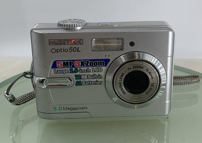 Pentax Optio 50L 5.0MP Compact Digital Camera + WIRE SILVER TESTED - 8731