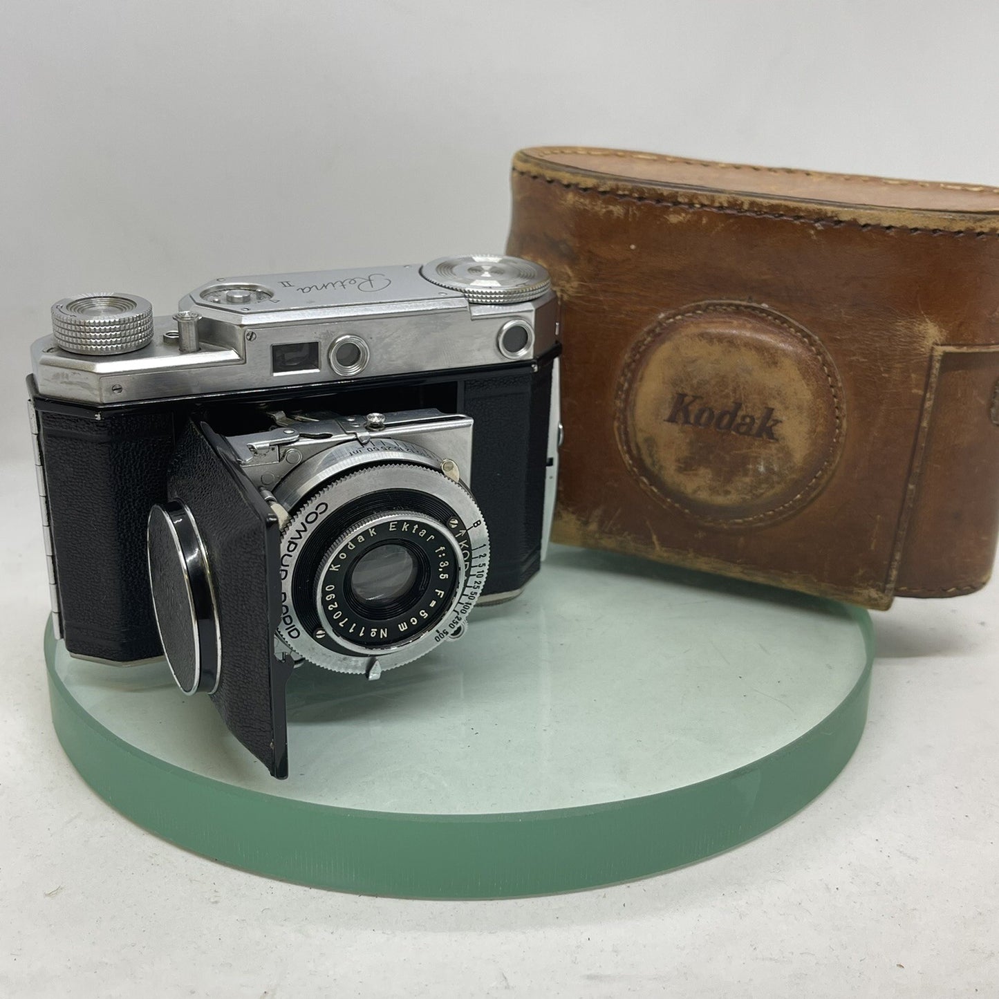 Kodak Retina II Type 142 Folding 35mm Rangefinder Camera w/ Ektar 50mm f3.5 Lens0