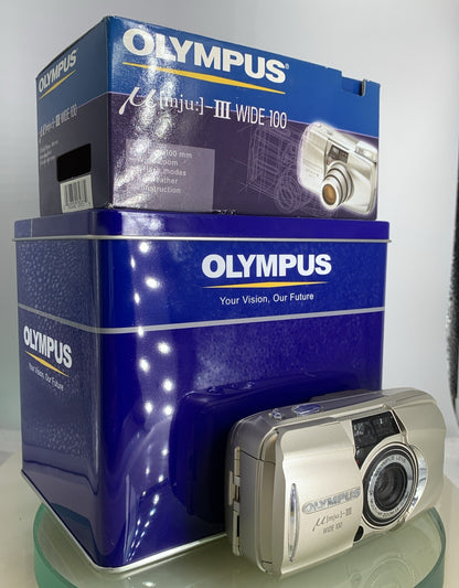 Olympus µmju:-III Zoom Wide 100 - 35mm Compact Film Camera Silver Point & Shoot0