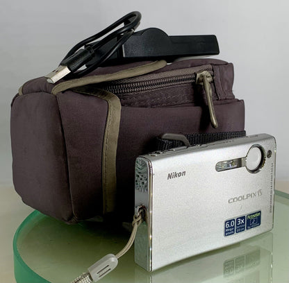 Nikon Coolpix S5 6.0 MP 3x Zoom Compact Digital Camera+Charger+Bag+Tested-3480