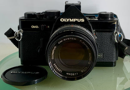 Olympus OM-2n Black - 35mm SLR Film Camera + 50mm f/1.8 Lens+BOX+CASE-Tested 221