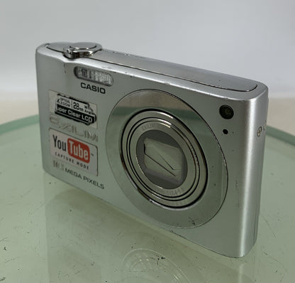 CASIO EXILM EX-Z100 CAMERA MINOR DOTS ON SCREEN SILVER WITH COVER TESTED - 7312
