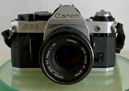 Canon AE-1 Program 35mm SLR Film Manual Camera + Canon 50mm F/1.8 FD Lens +# 1441