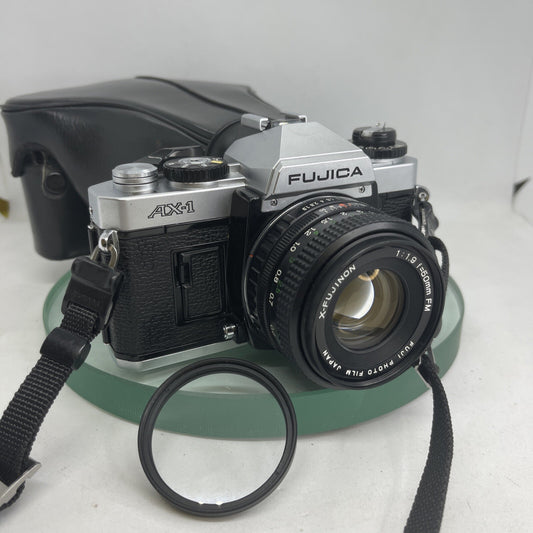 FUJICA AX-1 SLR CAMERA 35MM FILM CAMERA WITH 50MM X-FUJINON 1:1.9 +CASE  2400