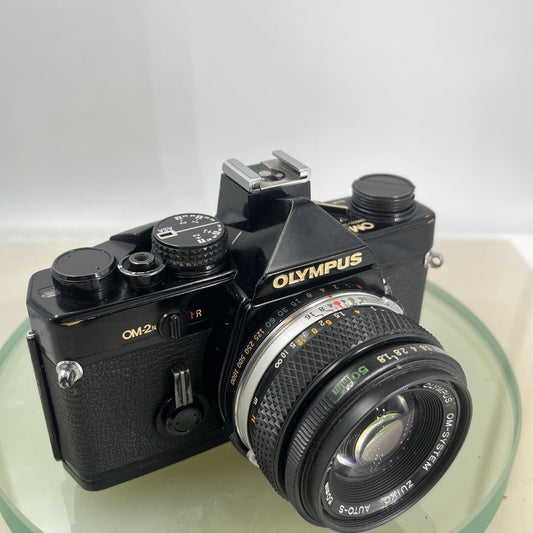 Olympus OM-2n Black - 35mm SLR Film Camera + 50mm f/1.8 Lens-Tested & Working8790