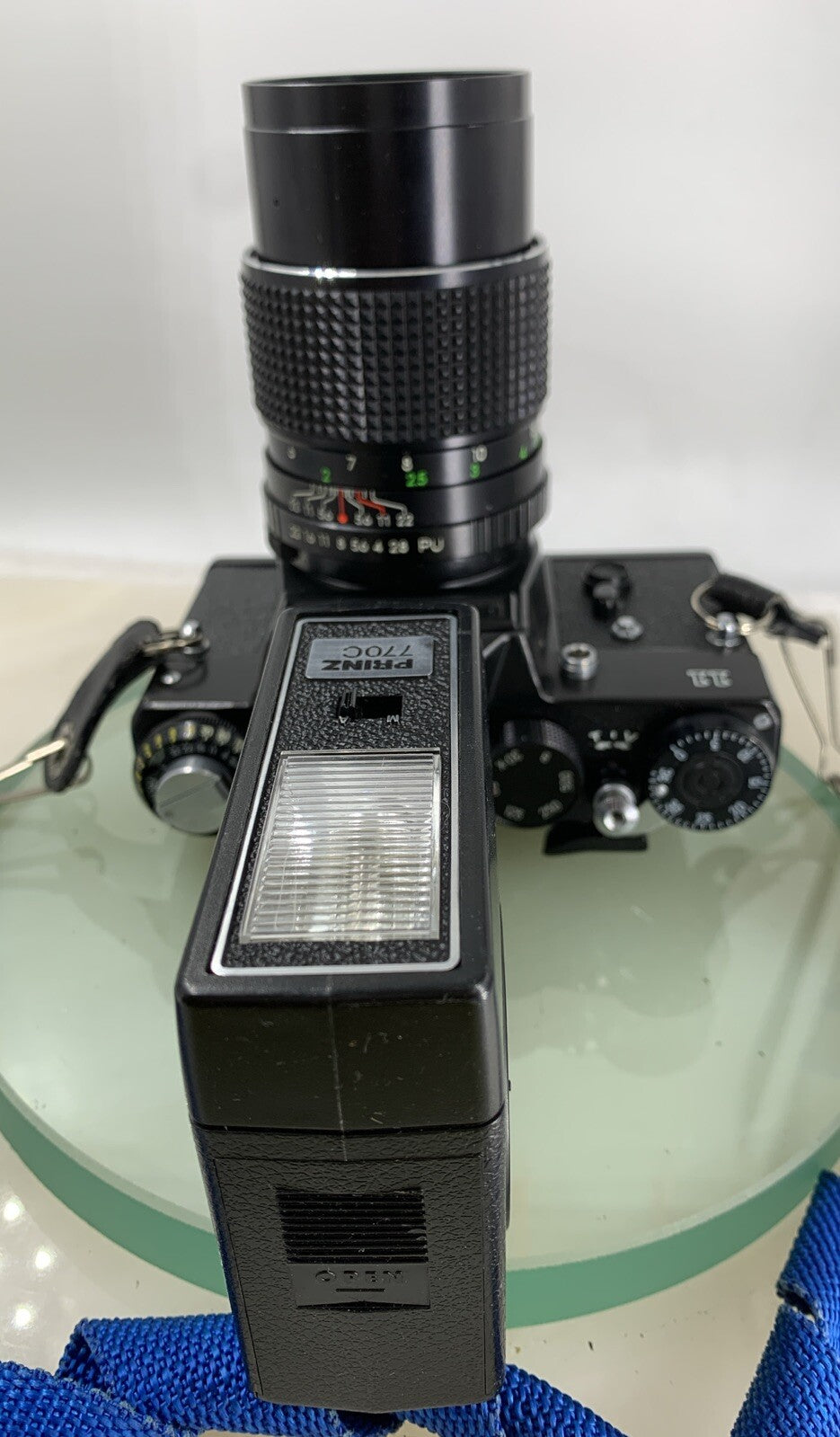 Zenit 11 VINTAGE CAMERA BLACK + HELIO LENS + PRINZ 770C FLASH LITE TESTED - 2697