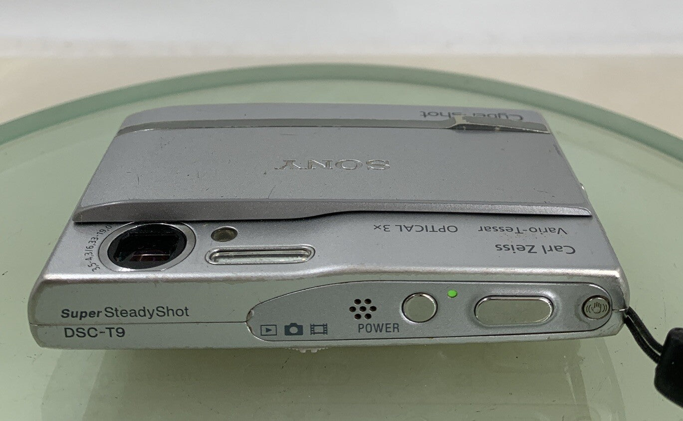 Sony Digital Camera Cybershot DSC-T9 6.0MP SILVER +CHARGER +COVER TESTED - 767