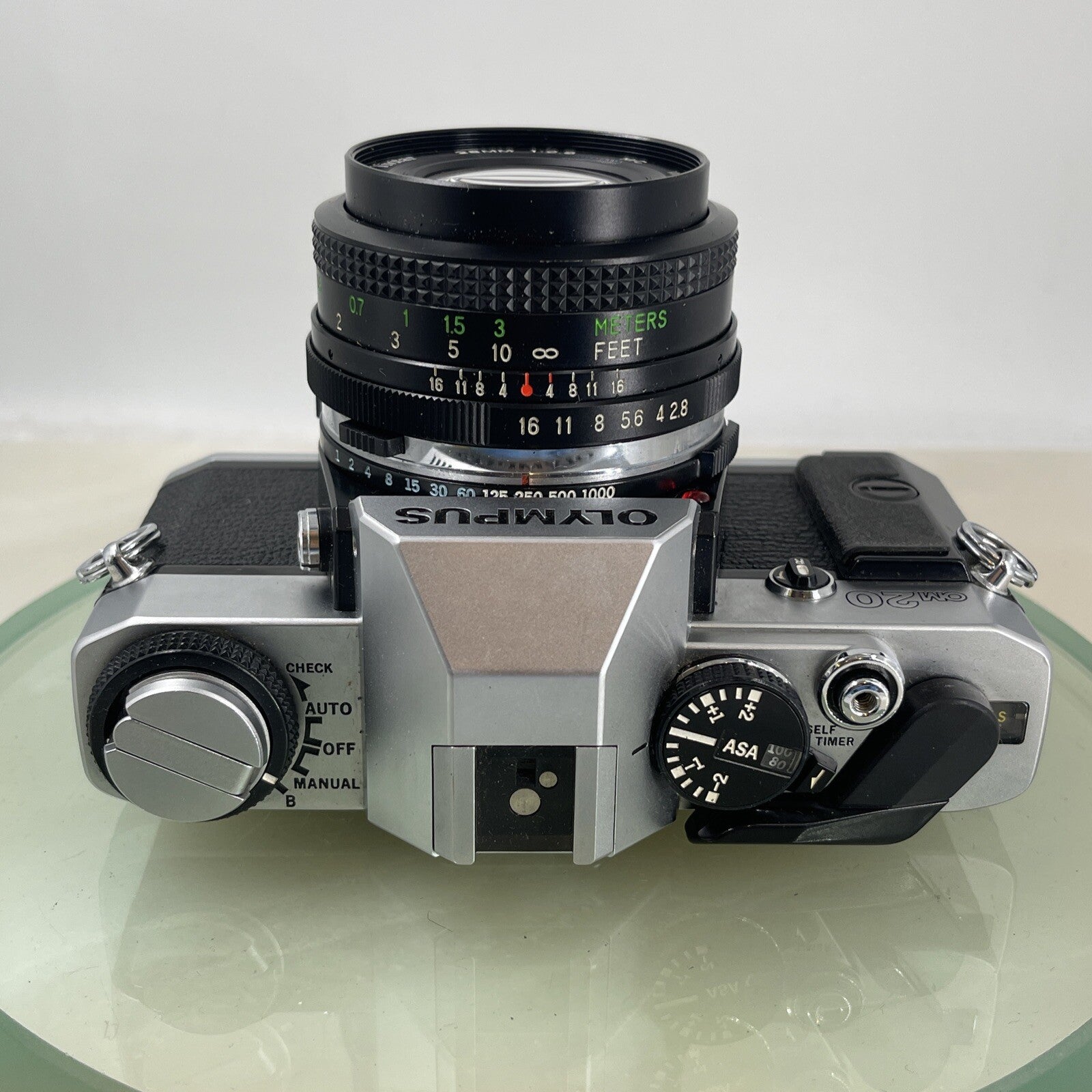 Olympus Om20 35mm slr film camera With Vivitar 28mm 1:2.8  Lens SERVICED  #6206