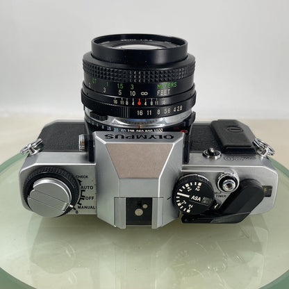 Olympus Om20 35mm slr film camera With Vivitar 28mm 1:2.8  Lens SERVICED  #6206