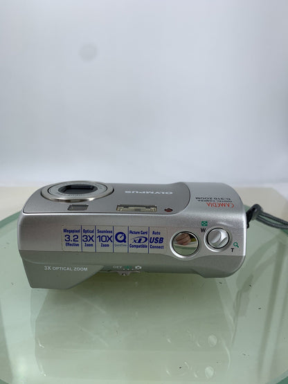 Vintage Olympus CAMEDIA C-310 Zoom SILVER CAMERA WITH COVER TESTED - 4696