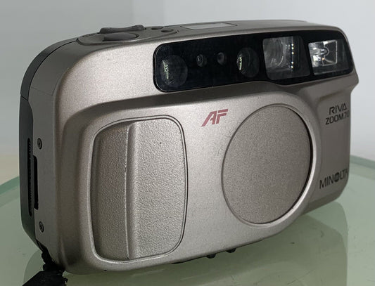 Minolta AF Riva zoom 70 POINT AND SHOOT FILM CAMERA GREY NOBATTERY-TESTED - 8430