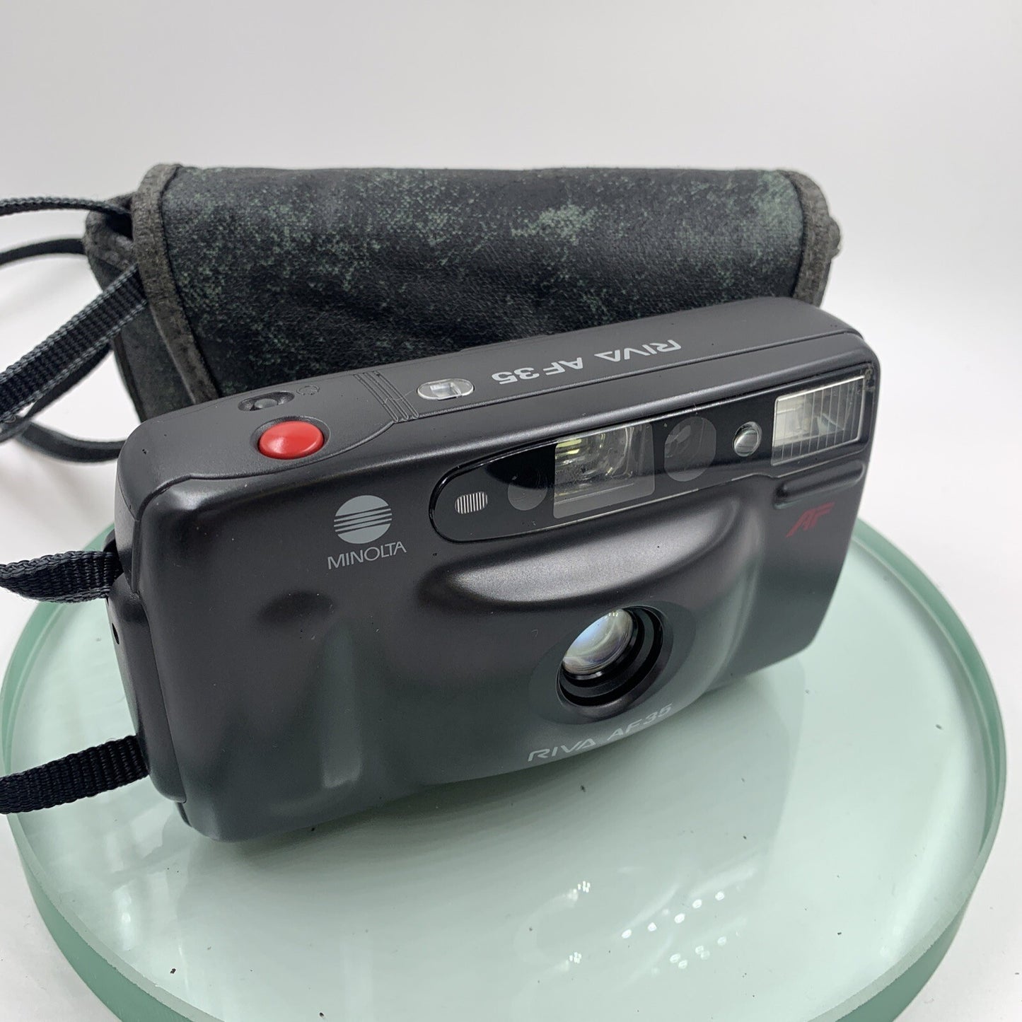 Minolta Riva AF35 Camera Compact 35mm Film with strap, case, 7982