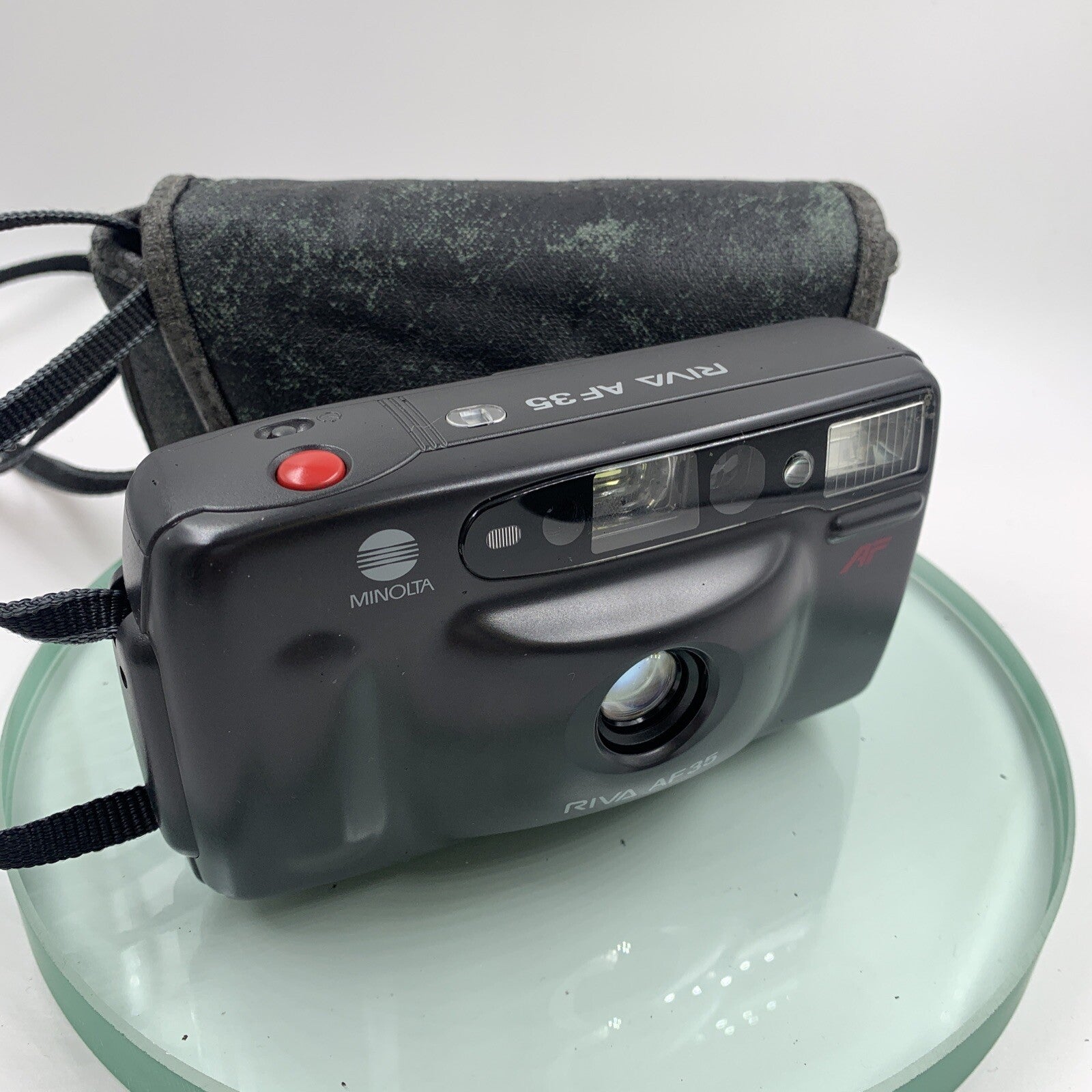 Minolta Riva AF35 Camera Compact 35mm Film with strap, case, 7982