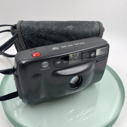Minolta Riva AF35 Camera Compact 35mm Film with strap, case, 7982