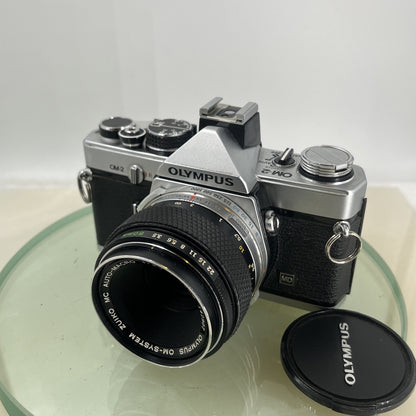 Olympus OM-2 35mm SLR camera body & Hotshoe 2 50mm 1:3.5 Silver Nose TESTED #8852